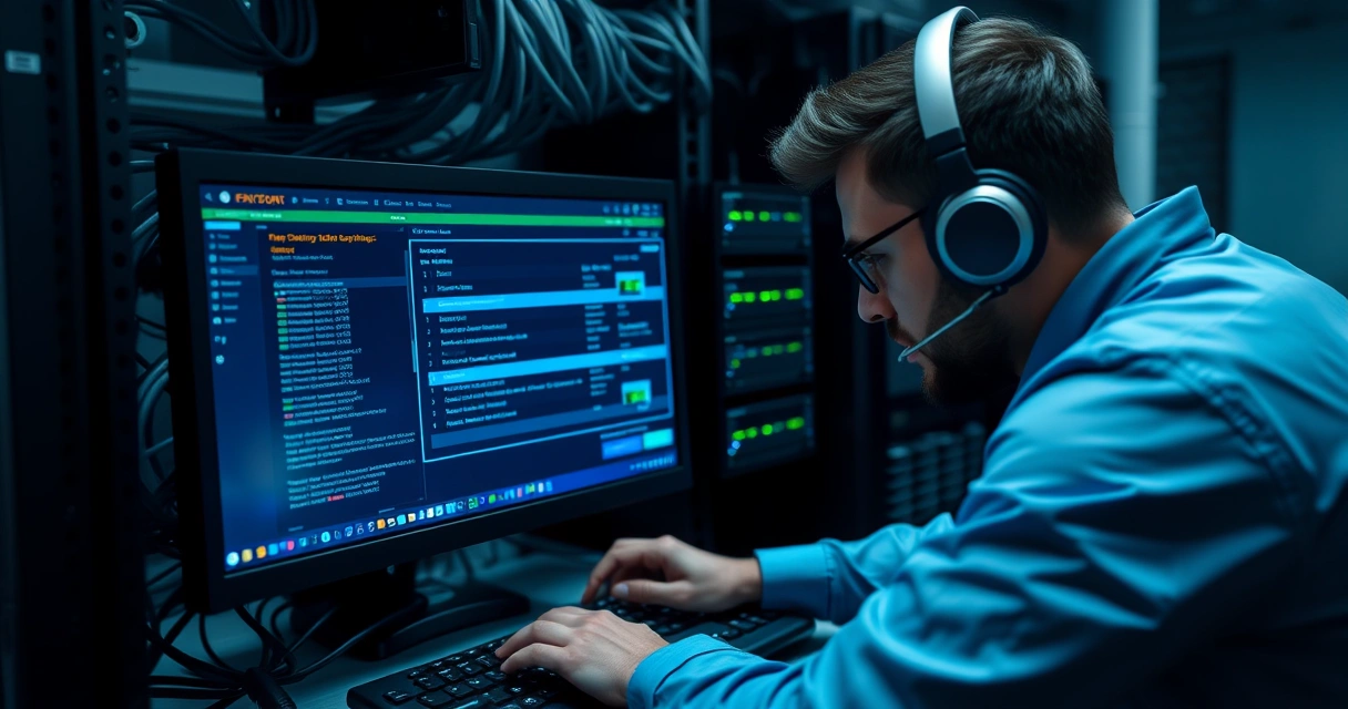 IT-asiantuntija määrittää palomuuriasetuksia