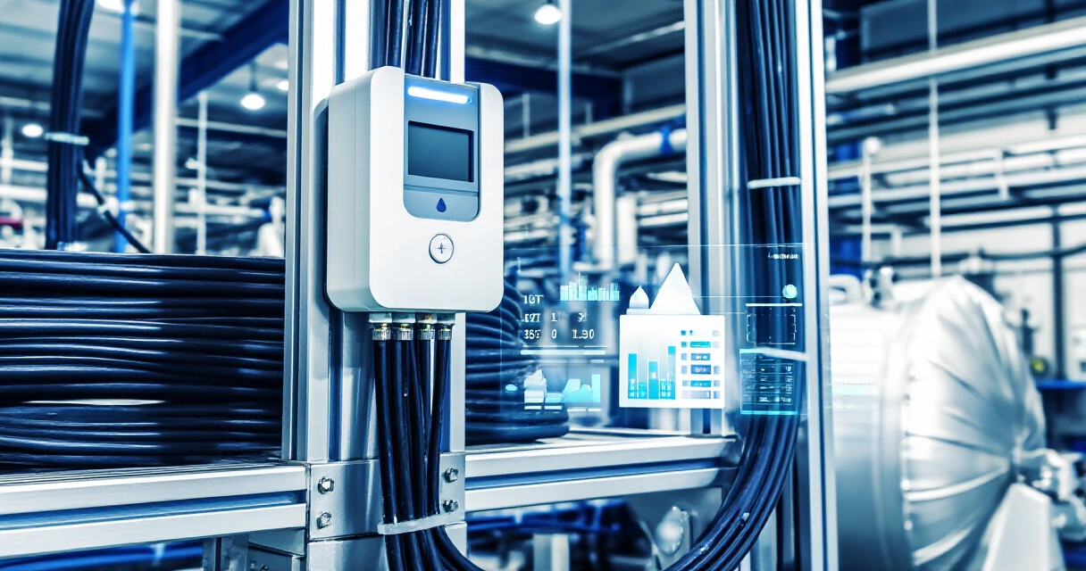 Teollisuuden IoT-sensorit tuotantolinjalla tehtaassa