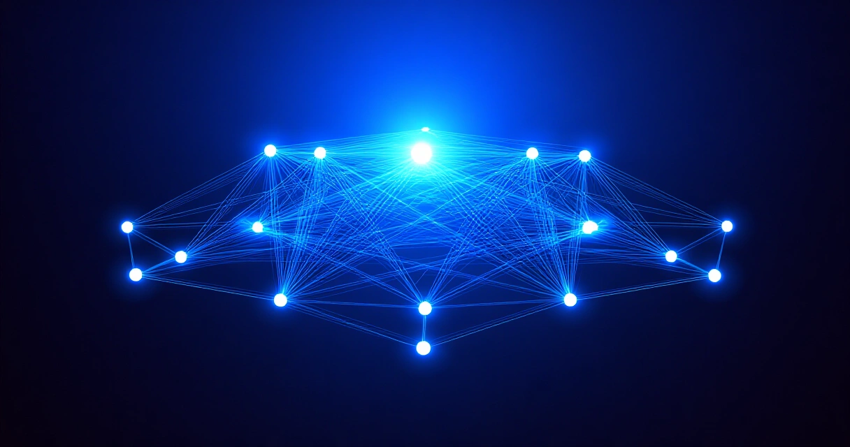 Blockchain-verkko, jossa solmupisteet on yhdistetty toisiinsa digitaalisilla linkeillä