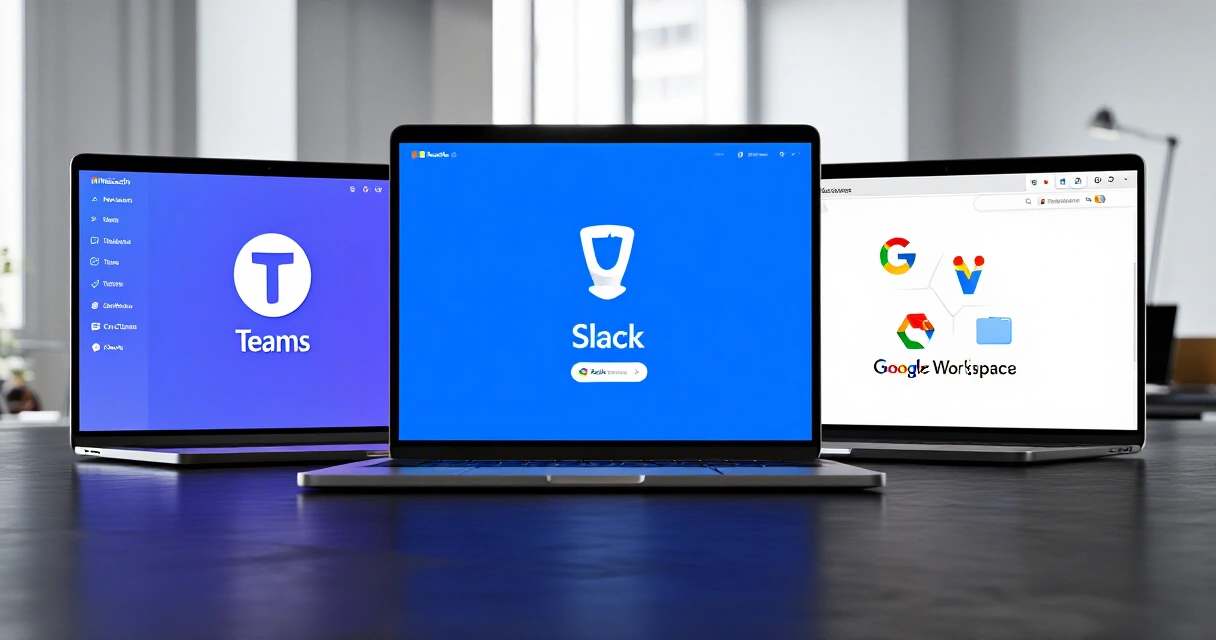 Teams, Slack ja Google Workspace -alustat vierekkäin vertailussa