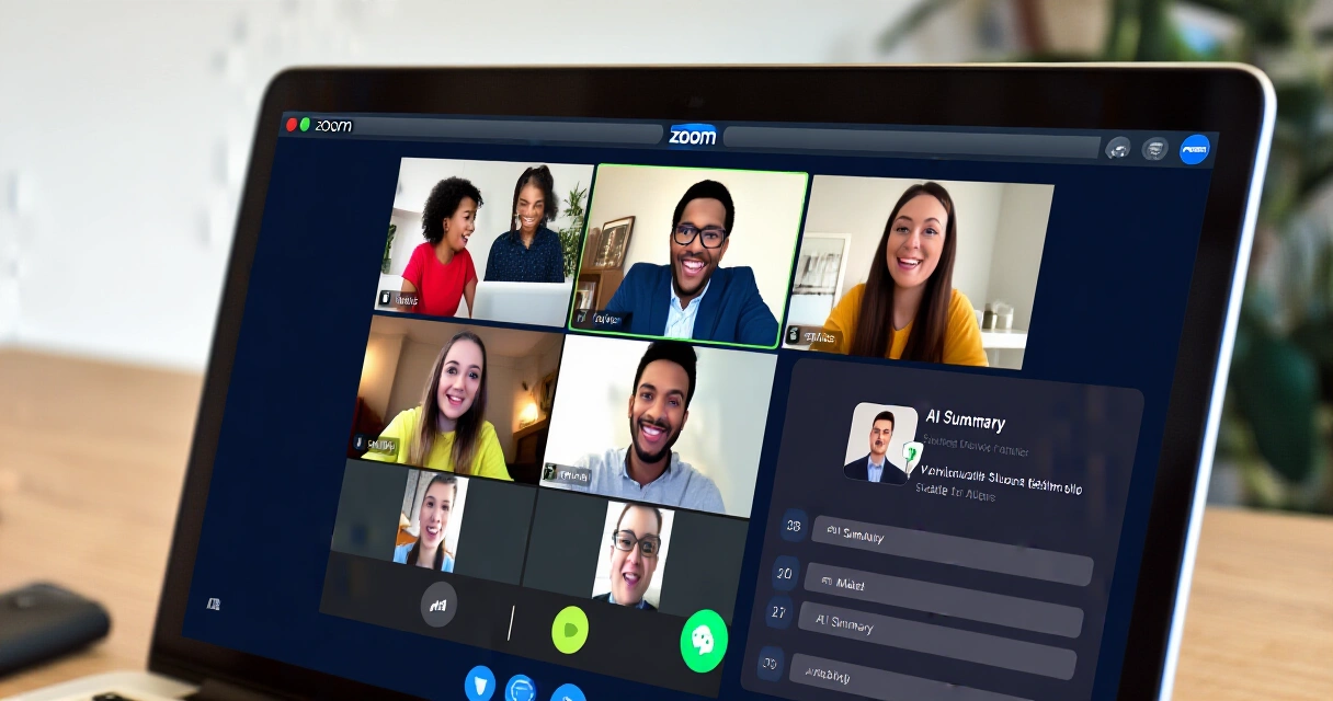 Zoom AI Companion -yhteenveto näkyvissä kannettavan tietokoneen ruudulla