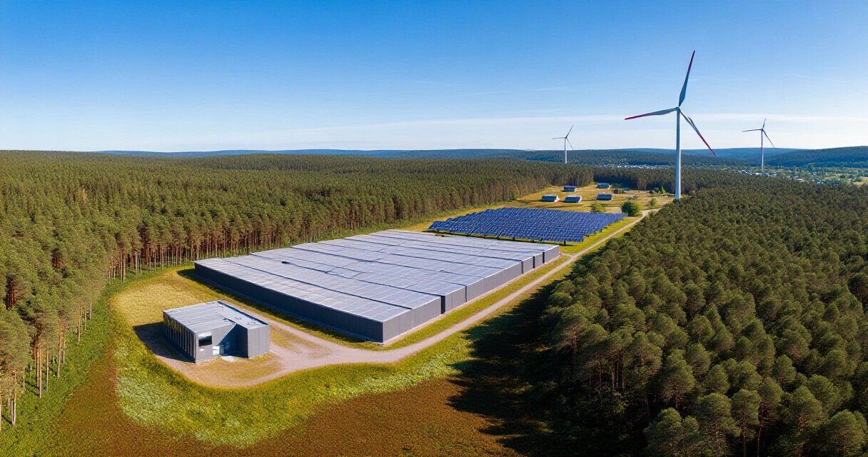 Pohjoismainen datakeskus metsässä aurinko- ja tuulivoimalla