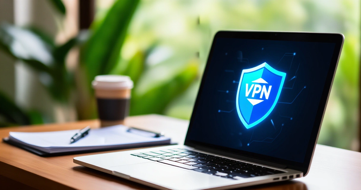Etätyöntekijä käyttää VPN-suojausta kotitoimistossa